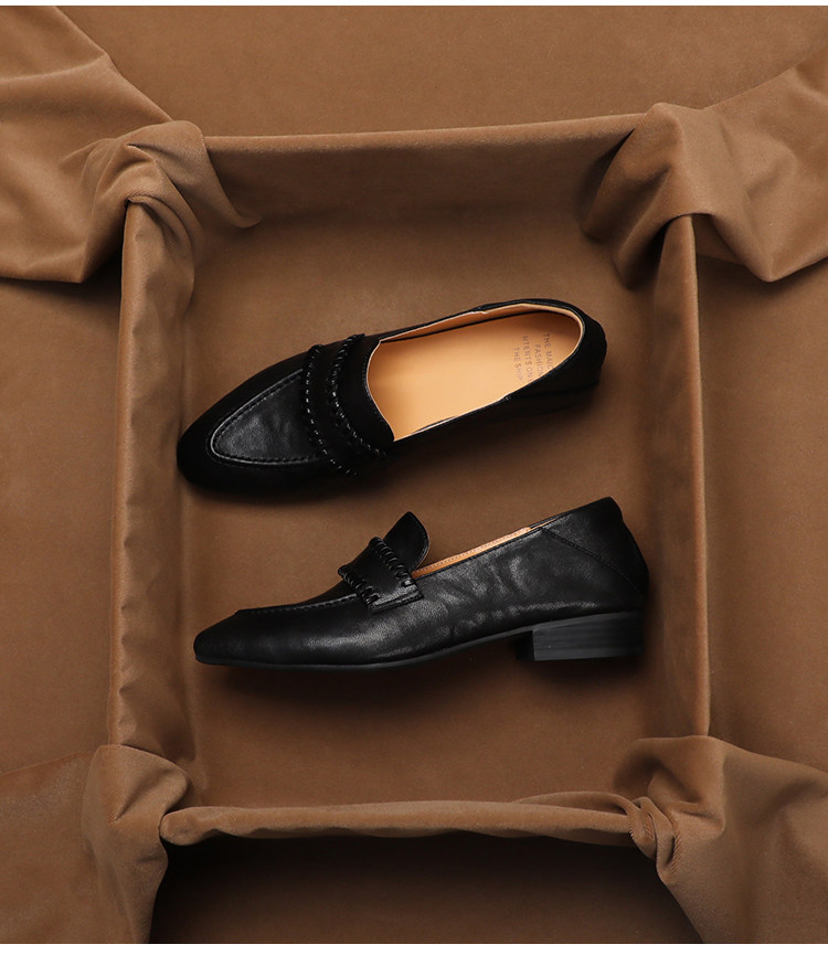 Women'S Shoes Peep Toe - SHOEBOX レトロソフトシープスキンワンフットローファー、女性用夏用多用途通勤レザーローコースフローアップシューズ