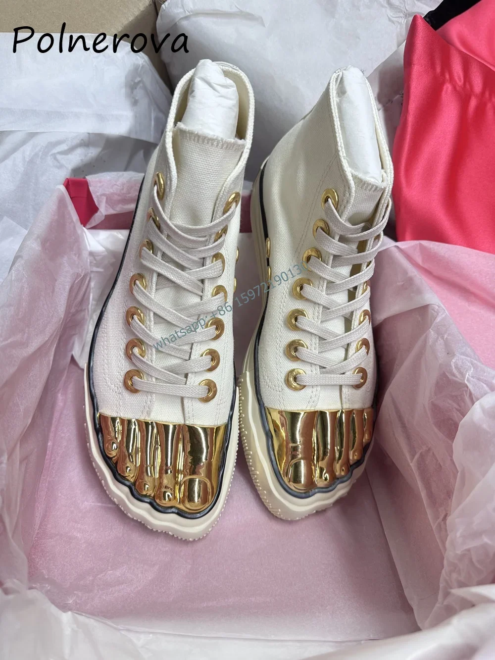 Women'S Shoes In Fashion - 女性用メタルトゥブーツ,5本指,ミックスカラー,クロス,レースアップ,ミッドカーフ,ゴールドベージュ,ソーイングファッションシューズ,ユニーク