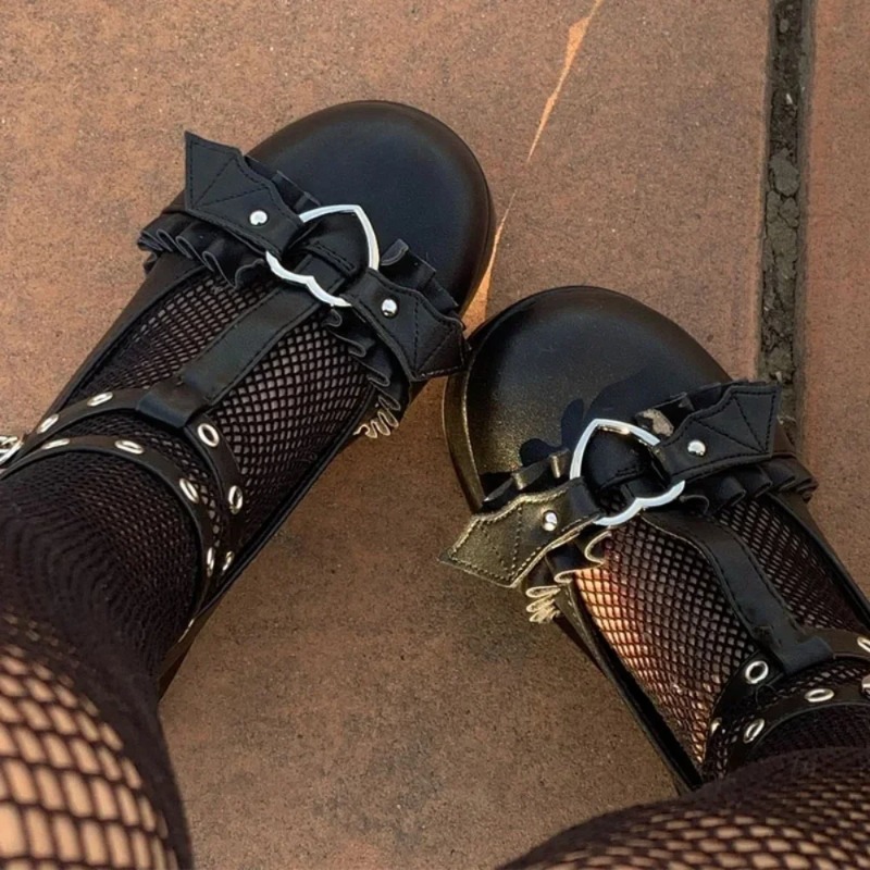 Women'S Shoes In Fashion - 新しいスイートハートバックルウェッジメアリージェーンズ女性ピンク T ストラップ分厚いプラットフォームロリータ靴女性パンクゴシックコスプレ靴 43
