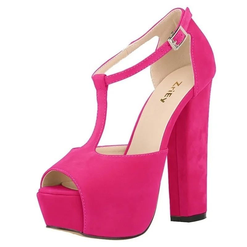 Women'S Shoes Peep Toe - 女性サンダル夏セクシーなショーのぞき見つま先厚いハイヒールバックルファッションプラットフォームストリッパーパンプスガールズパーティークラブ結婚式の靴