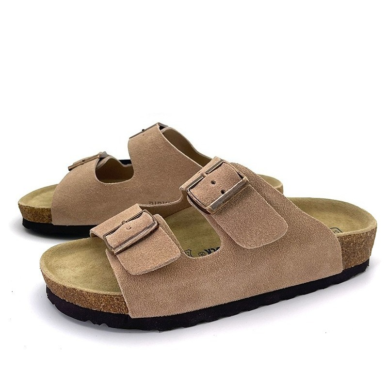 Cork Wedge Sandal - ファッションスエードレザー プラットフォームスリッパ ユニセックス レトロ カジュアル 快適