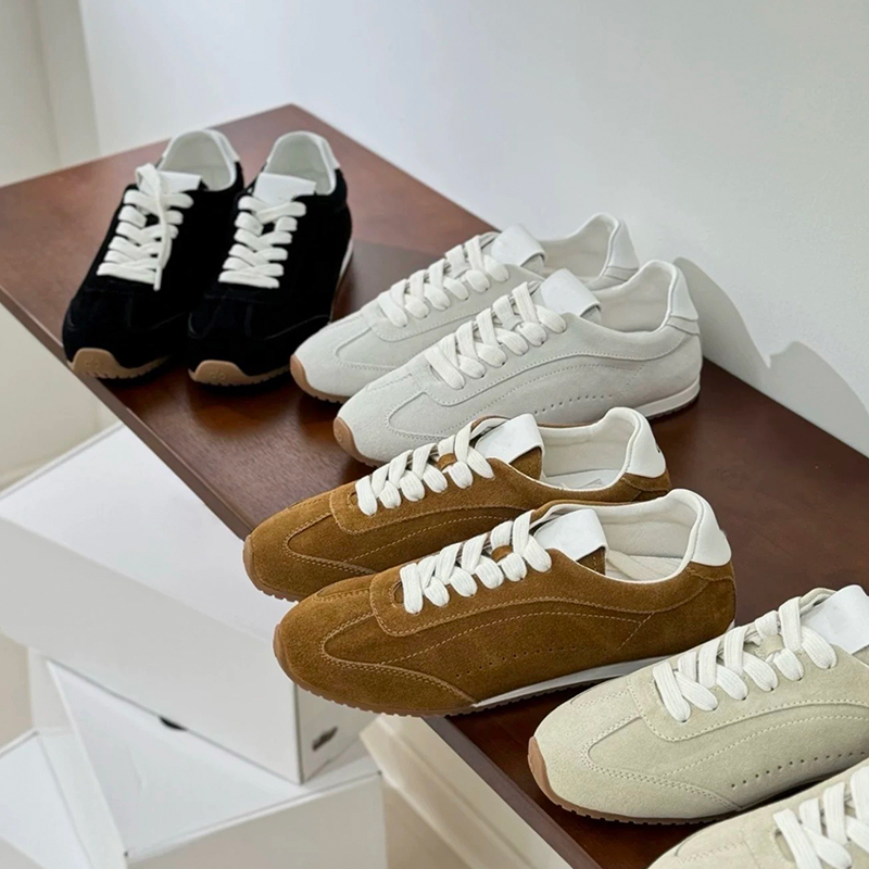 Women Shoes Sale - ユニセックスレディースカジュアルシューズ本革スエードスニーカーメンズレースアップウォーキングシューズホワイトシューズスタイルデザイナーレディースシューズ