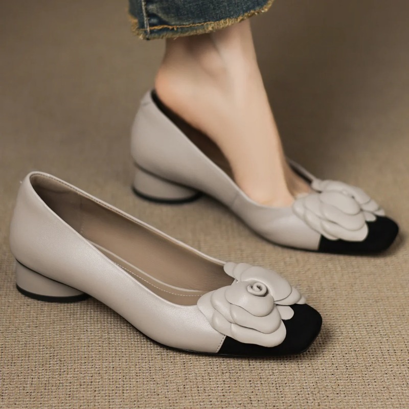 Women'S Shoes Round Toe - プラスサイズ 34-41 レディース シープスキン ミックスカラー パッチワーク