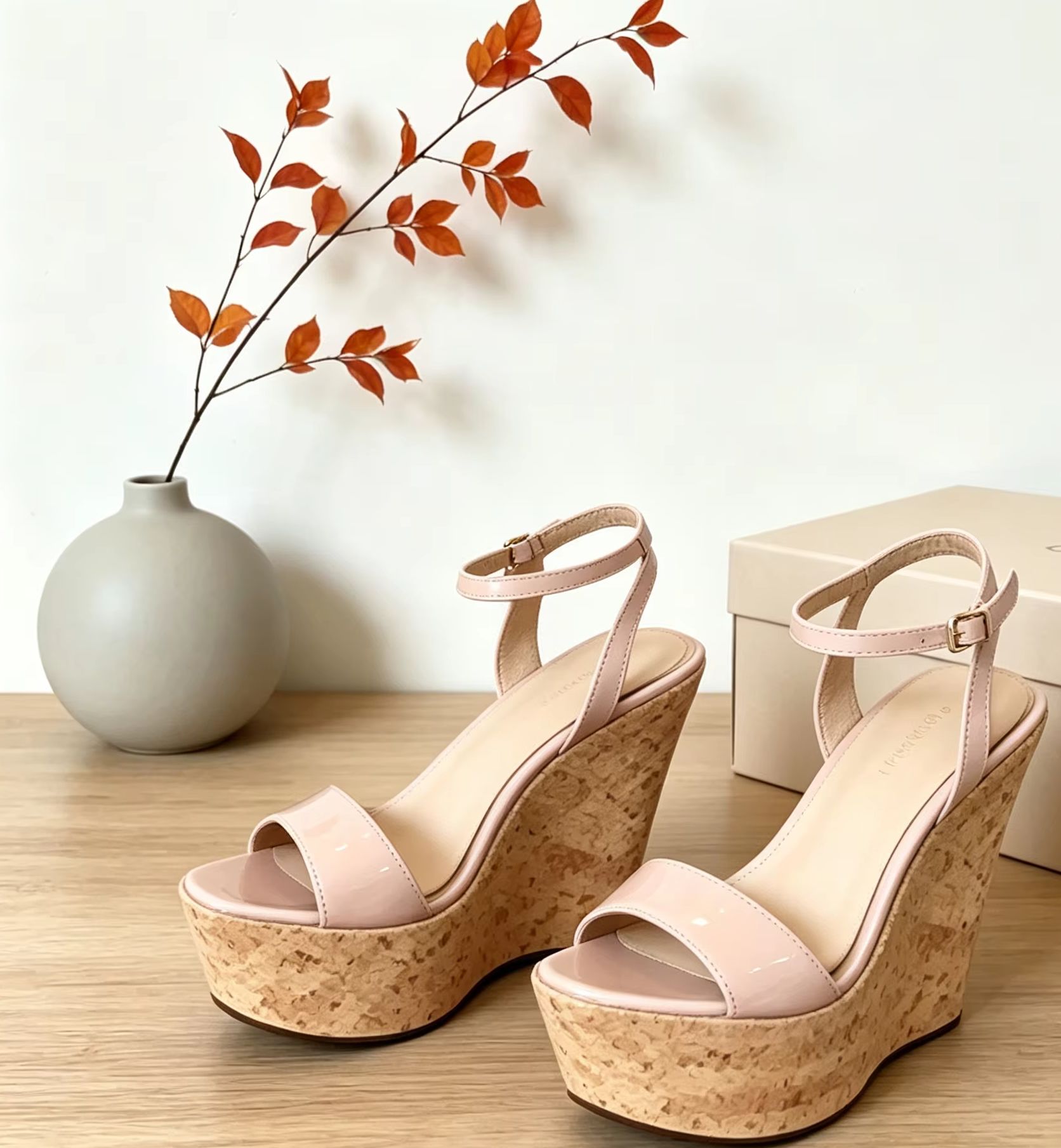 Cork Wedge Sandal - コルクウェッジ女性プラットフォームサンダルオープンピープトウバックルアンクルストラップフェイクレザーパンプス夏のビーチデイリーアーティ高級ファッションシューズ