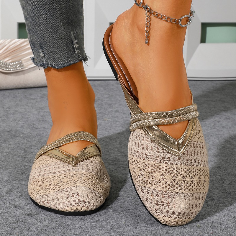 女性用サマースリッパ、つま先が覆われたビーチサンダル、快適で - Slip On Mule Flat のレビューと価格