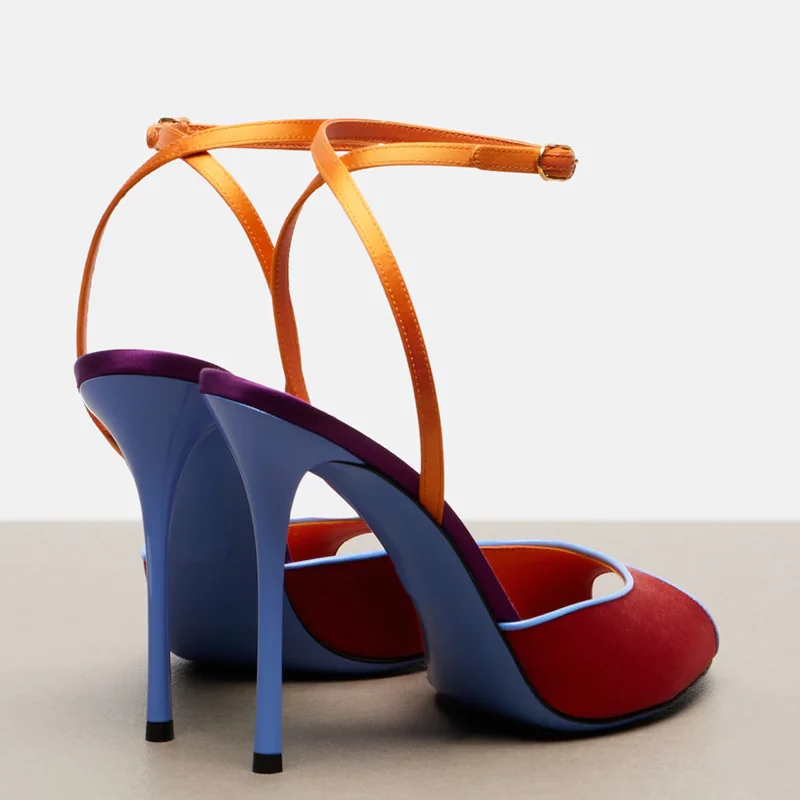 サテン混合色のピープトゥサンダル、セクシーなラウンドトゥ、細 - Women'S Shoes Peep Toe のレビューと価格