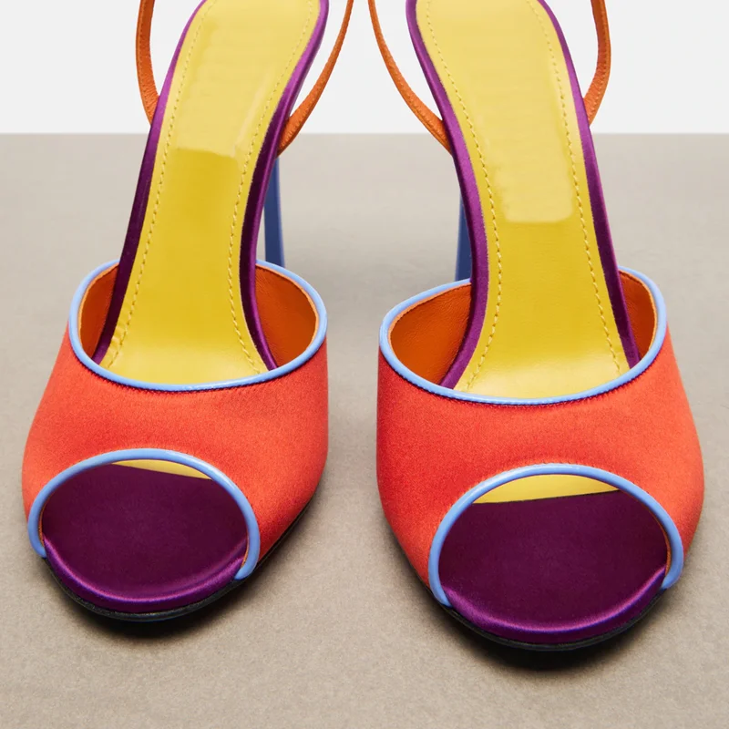 サテン混合色のピープトゥサンダル、セクシーなラウンドトゥ、細 - Women'S Shoes Peep Toe のレビューと価格