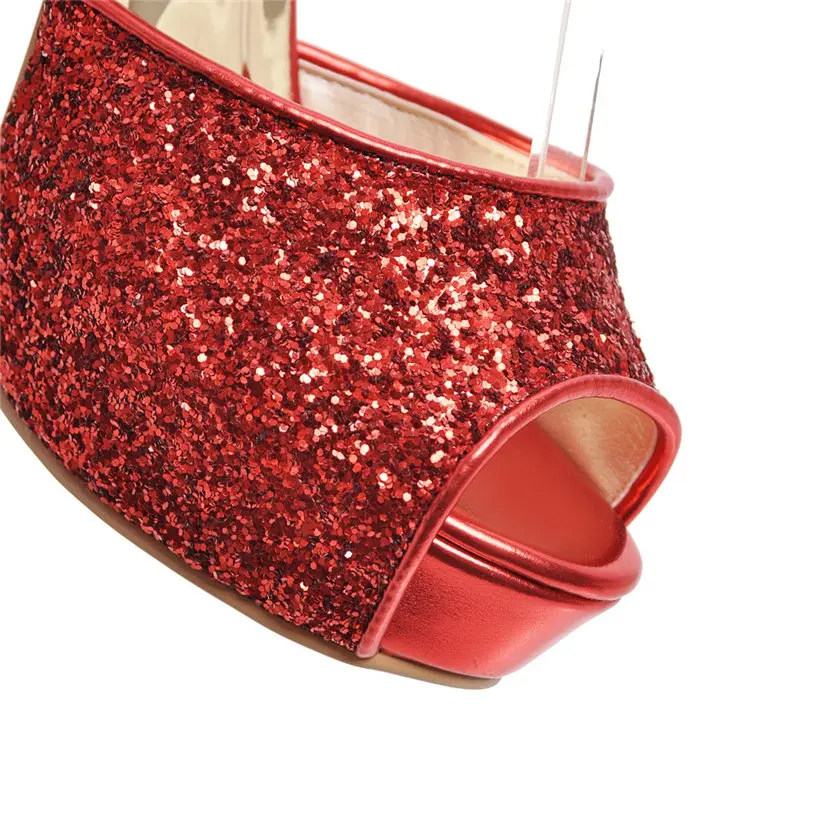 シルバー夏の女性のハイヒールプラットフォームサンダルゴールド - Women'S Shoes Peep Toe のレビューと価格