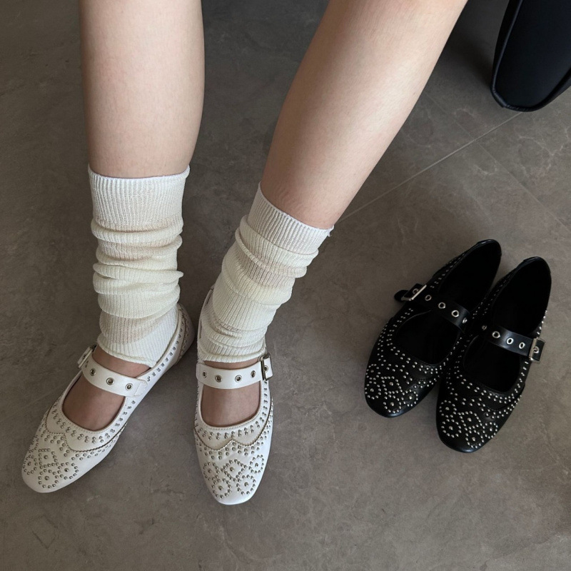 レトロリベットバックルデザインフラットシューズ レディース  - Women'S Shoes Round Toe のレビューと価格