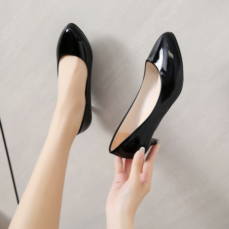 大きいサイズ35-42、柔らかい女性用ミドルヒールシングルシ - Women'S Shoes Round Toe のレビューと価格