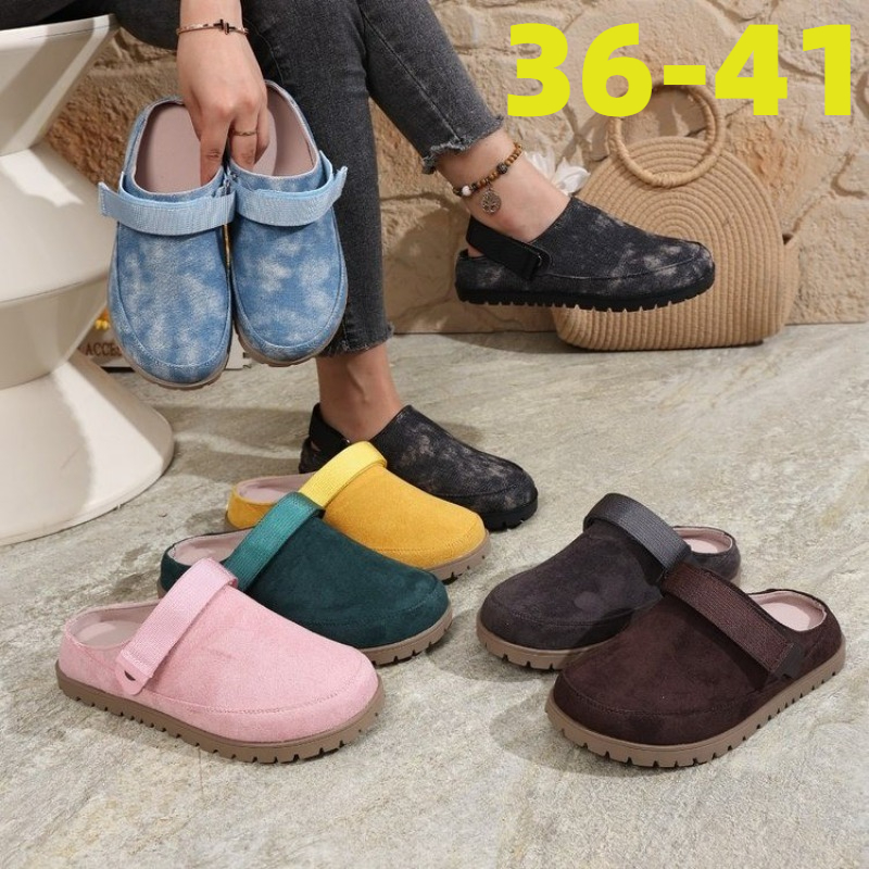 新しいレディーススエードミュール、マルチカラーバックルストラ - Slip On Mule Flat のレビューと価格