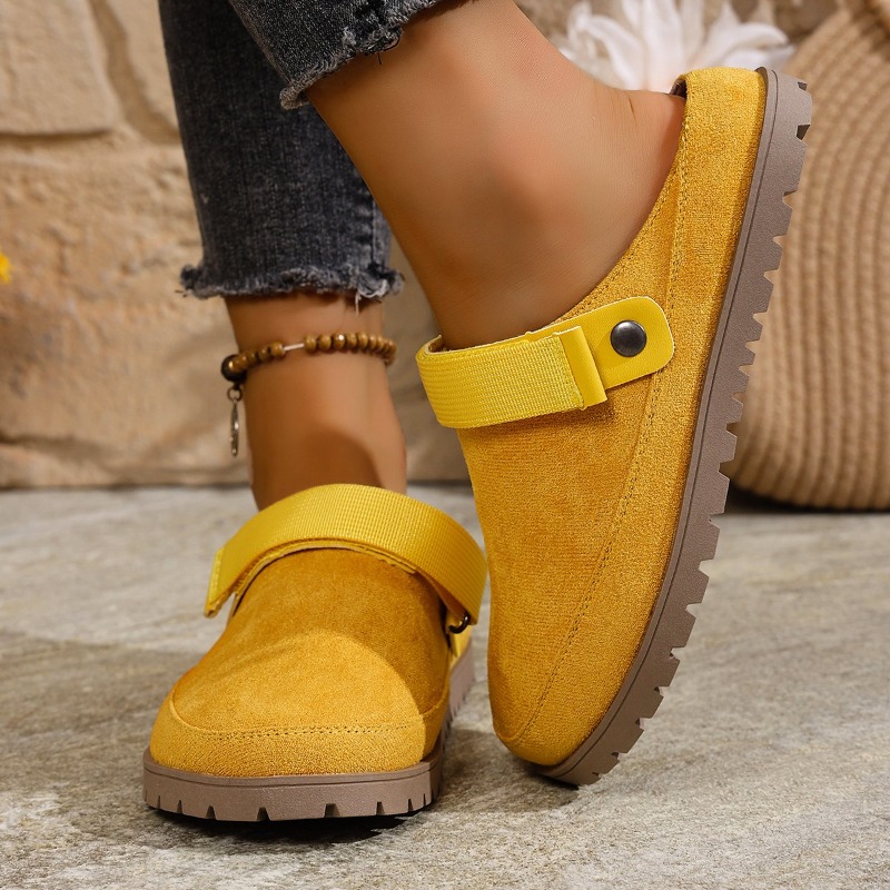 新しいレディーススエードミュール、マルチカラーバックルストラ - Slip On Mule Flat のレビューと価格
