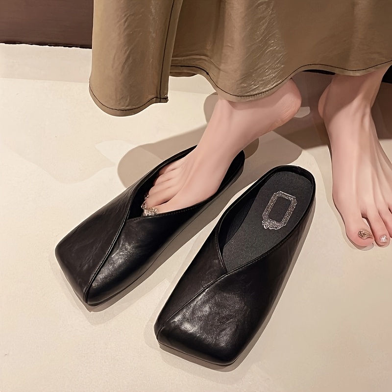 春夏新作スクエアヘッド多用途フラットボトムアウトドアレディー - Slip On Mule Flat のレビューと価格