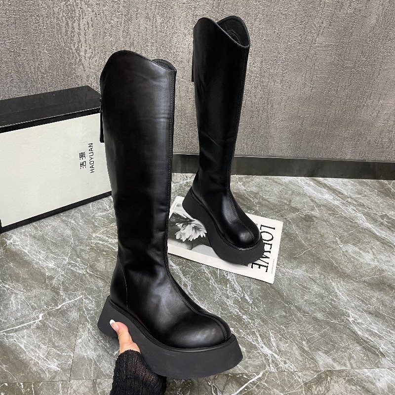 2025年秋冬ファッションジッパーデザインレジャーニーブーツ - Knee High Boots Women のレビューと価格
