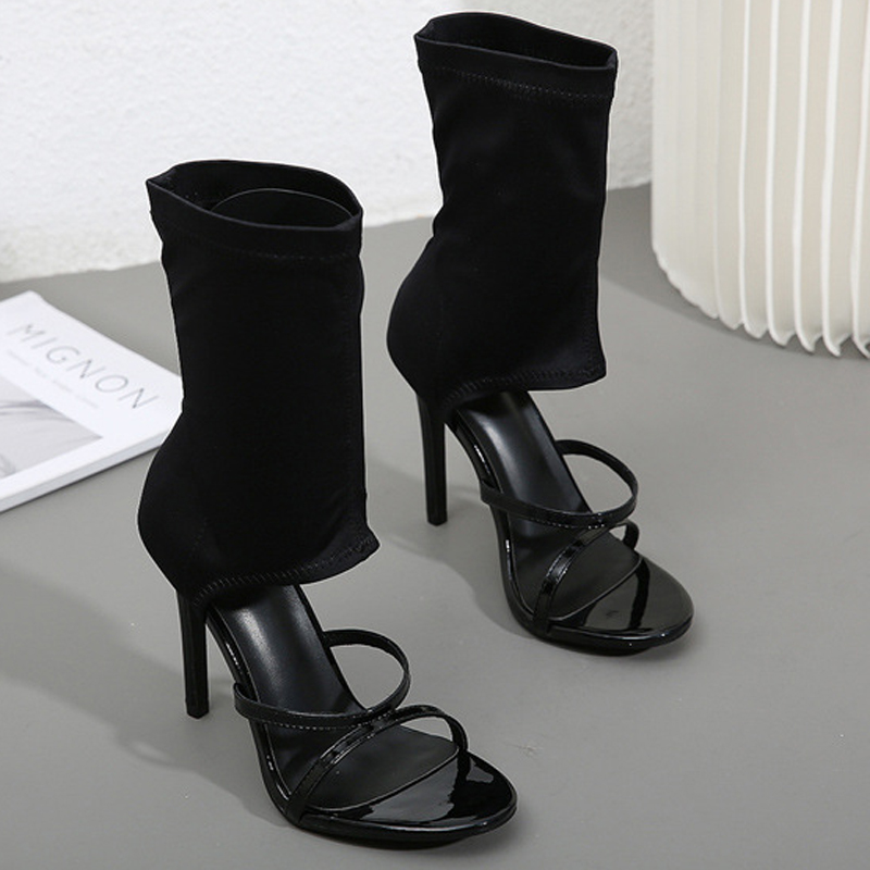夏のファッションオープントゥスリッポン弾性ブーツサンダル女性 - Women Shoes Boots のレビューと価格