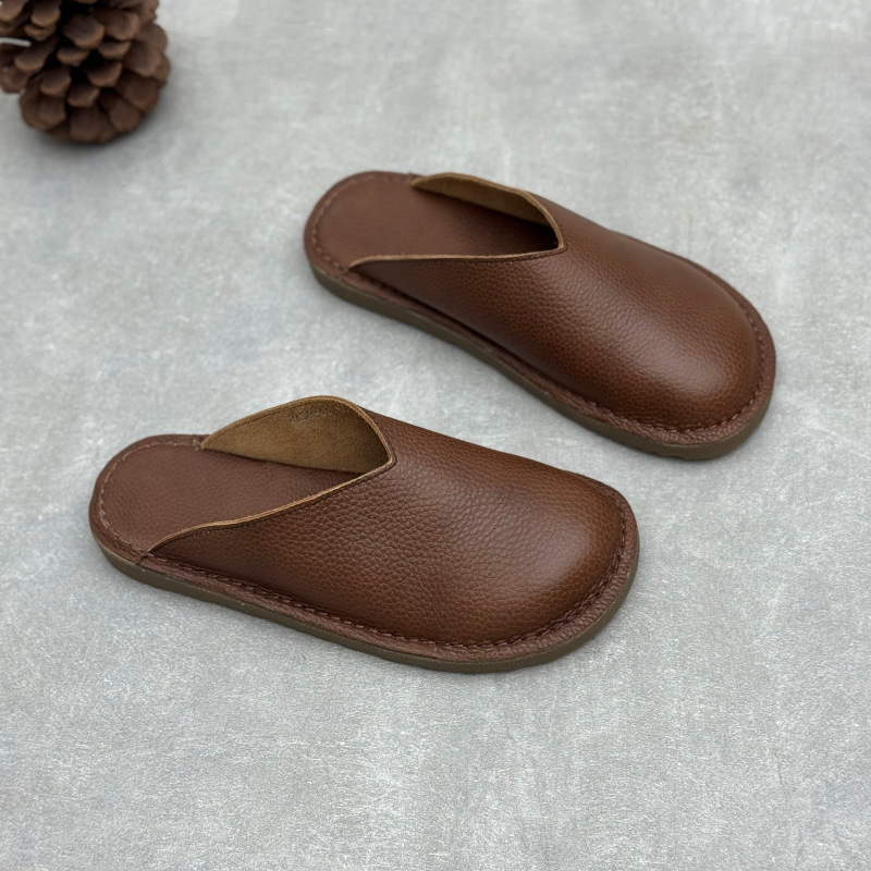手作り本革ミュール レディース 2025 夏 レトロ ラウン - Slip On Mule Flat のレビューと価格