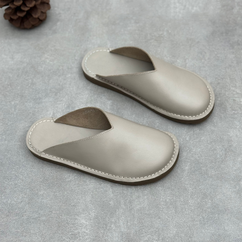 手作り本革ミュール レディース 2025 夏 レトロ ラウン - Slip On Mule Flat のレビューと価格