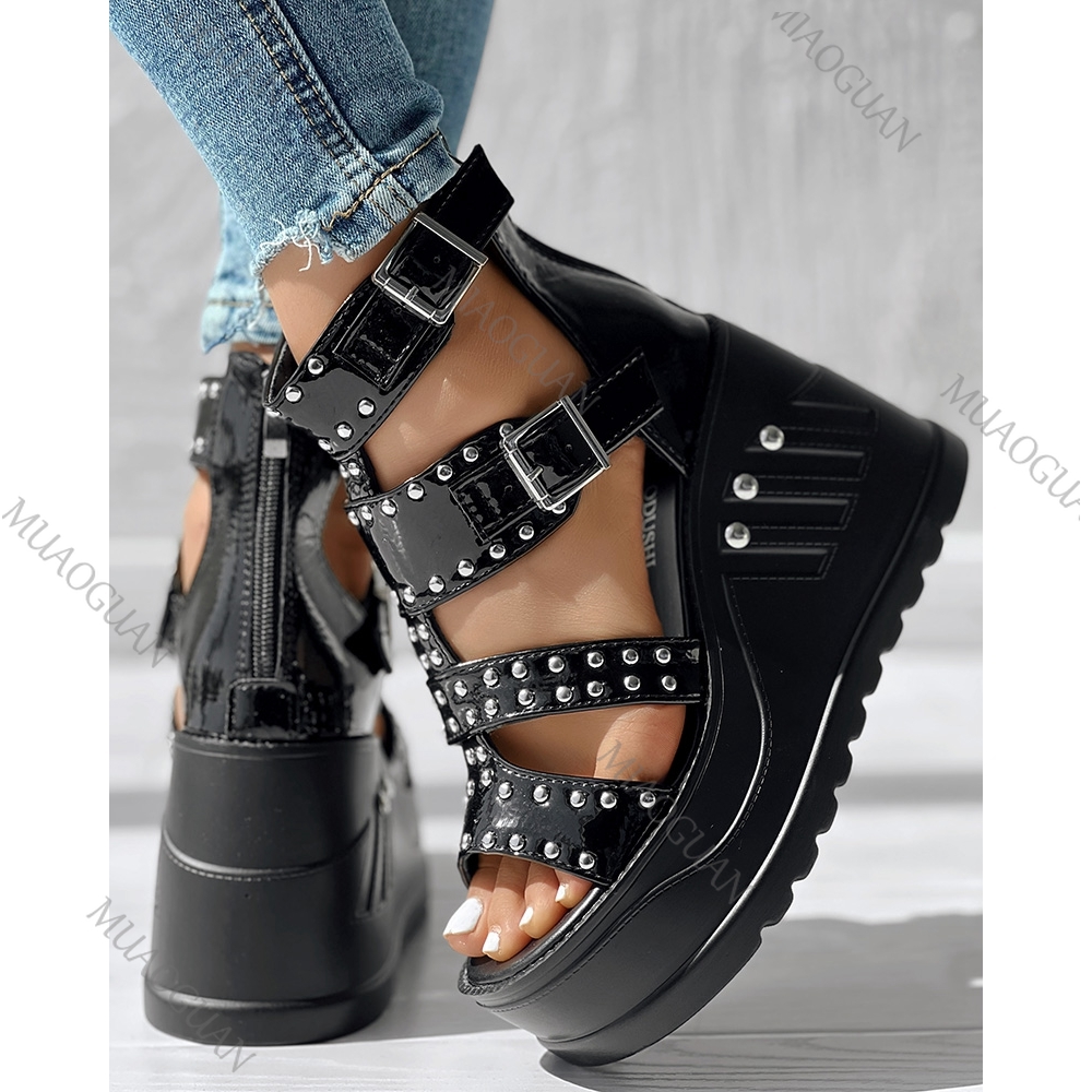 ファッション女性用ピープトゥブラックサンダルレディース夏カジ - Women'S Shoes Peep Toe のレビューと価格