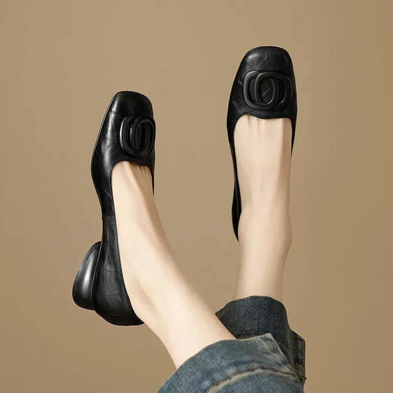 フランス風レディースシューズ パンプス レザーシューズ スク - Women'S Shoes Round Toe のレビューと価格