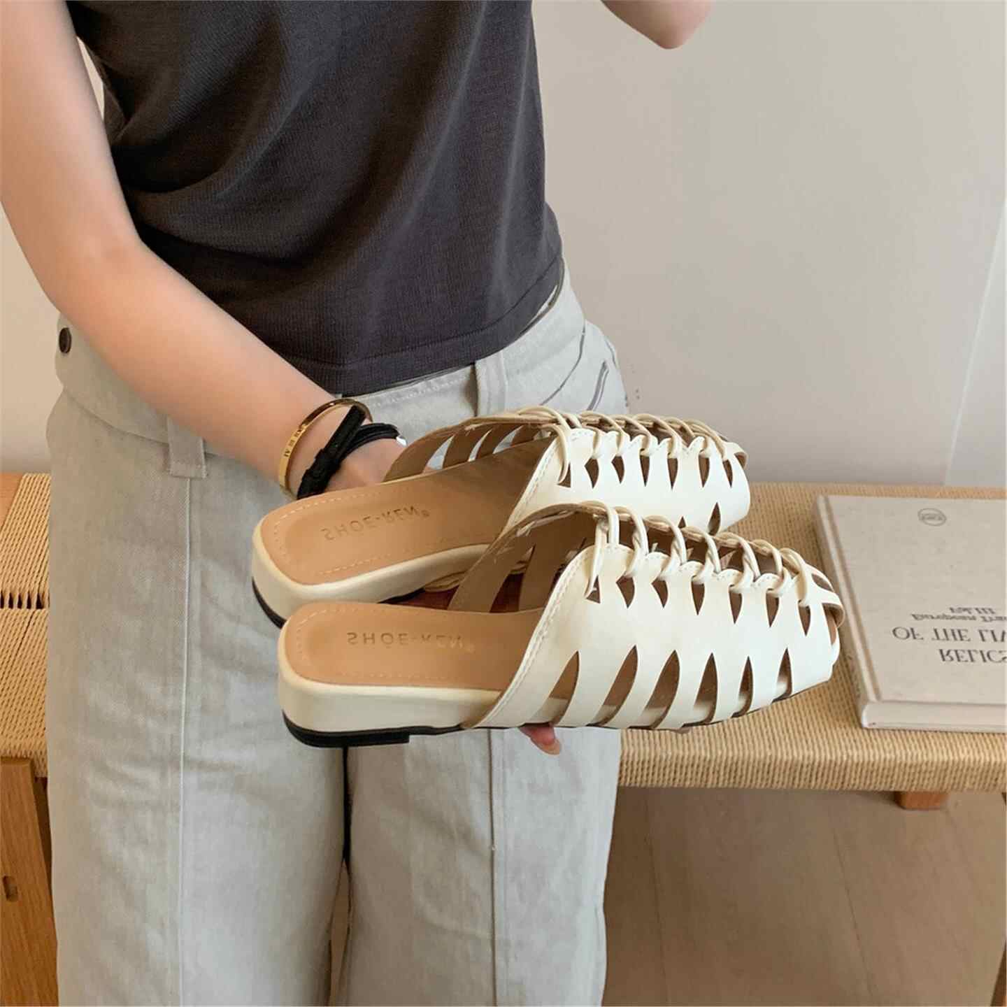 高級ブランド手作り織りメッシュ中空デザイン女性用快適通気性ラ - Women Shoes Luxury Brand のレビューと価格