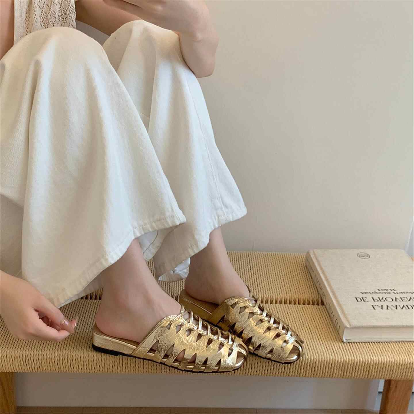 高級ブランド手作り織りメッシュ中空デザイン女性用快適通気性ラ - Women Shoes Luxury Brand のレビューと価格