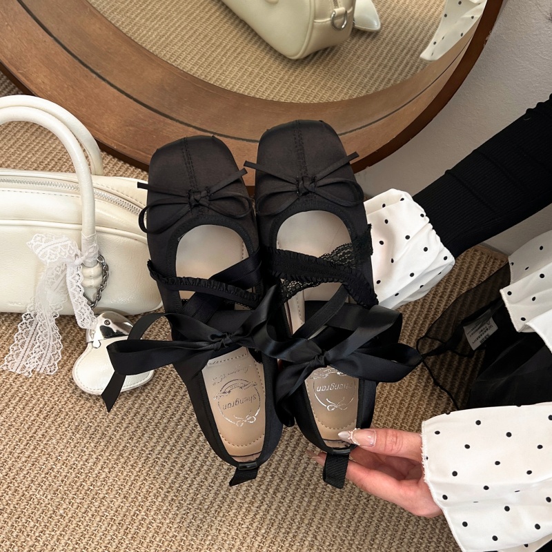 新作春快適レースアップバレエスクエアトゥローカットフラットシ - Women'S Shoes In Fashion のレビューと価格