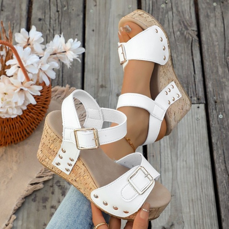 レディースサマーウェッジサンダル、プラットフォームハイヒール - Cork Wedge Sandal のレビューと価格