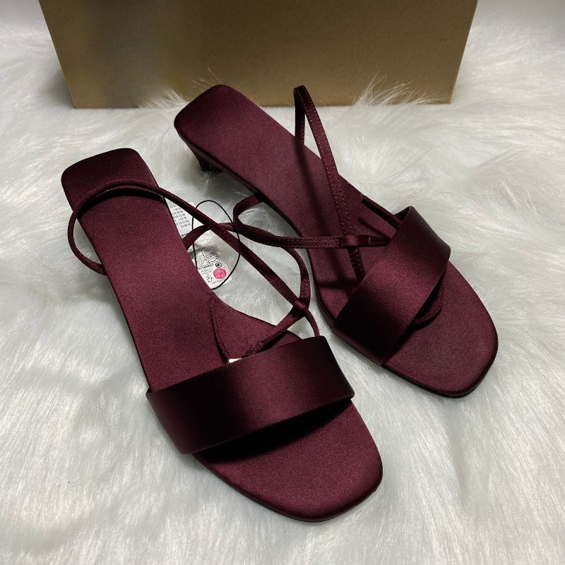 ラグジュアリーサテンアンクルストラップローヒールレディースモ - Women Shoes Luxury Brand のレビューと価格