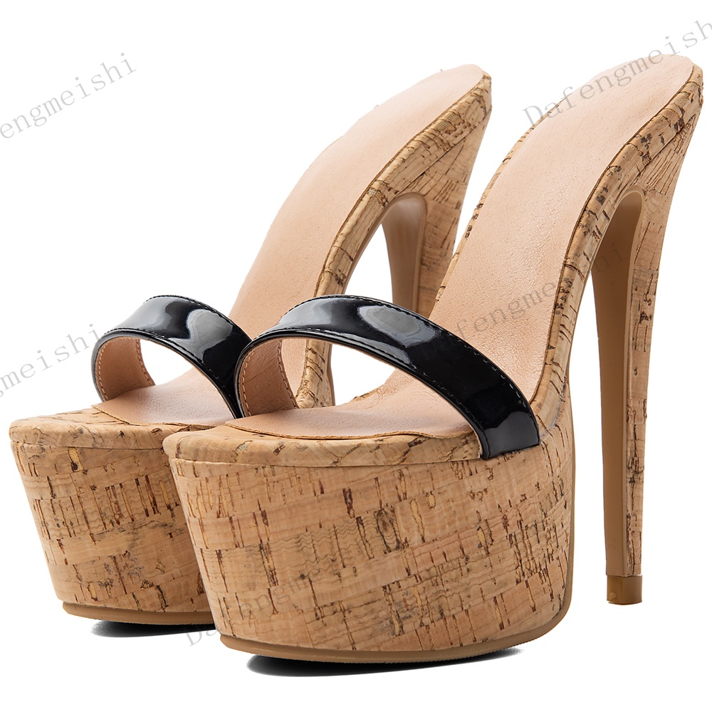 レディースオープントゥプラットフォームミュールサンダル、細ス - Cork Wedge Sandal のレビューと価格
