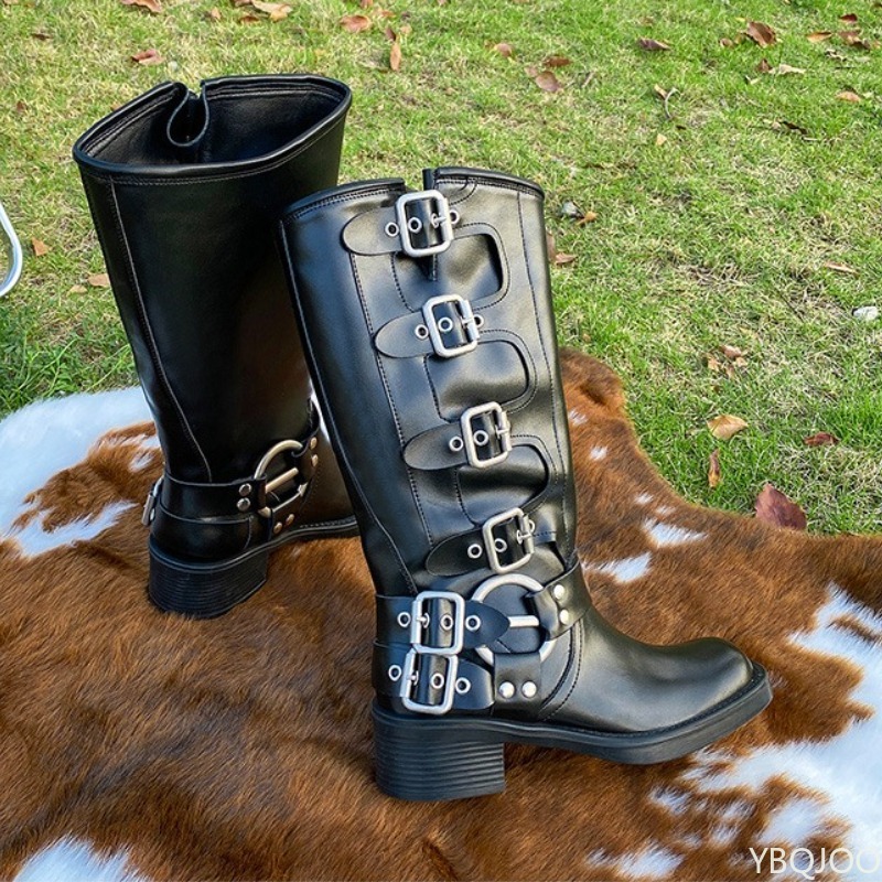 ベルトバックルレトロハイブーツ、新型ロング厚底ヒール、身長ア - Suede Ankle Boot のレビューと価格