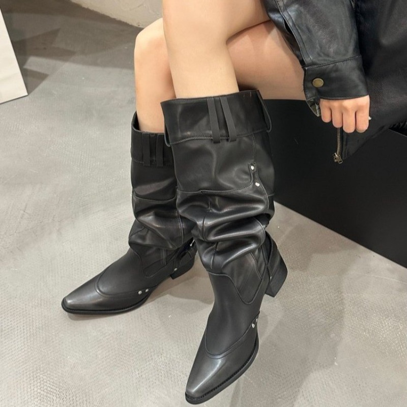 ラップシングルブーツ女性春夏ポインテッドトゥスタッズメタルバ - Suede Ankle Boot のレビューと価格