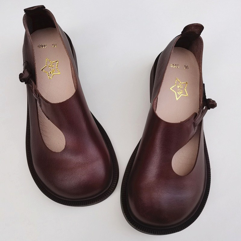 Careaymade-女性のためのレトロな革の靴,丸い頭の女 - Women'S Shoes Round Toe のレビューと価格