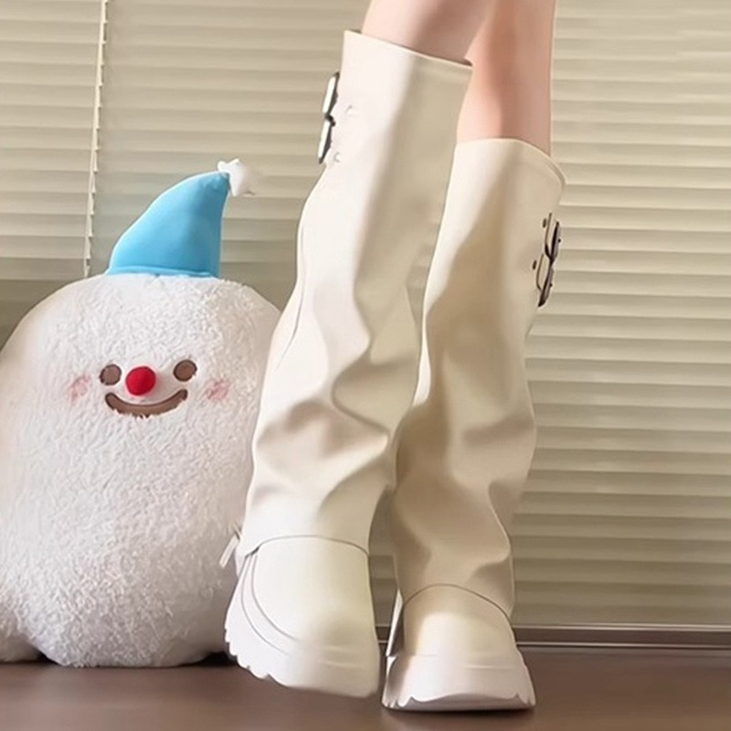 パンクスタイルスプライシング厚底女性ニーハイブーツファッショ - Knee High Boots Women のレビューと価格