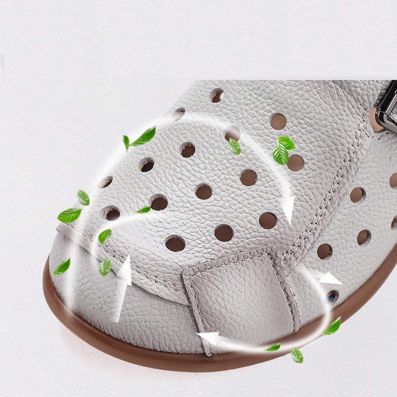 新しい牛革製ローヒールサンダル レディース ホローアウト ミ - Slip On Mule Flat のレビューと価格