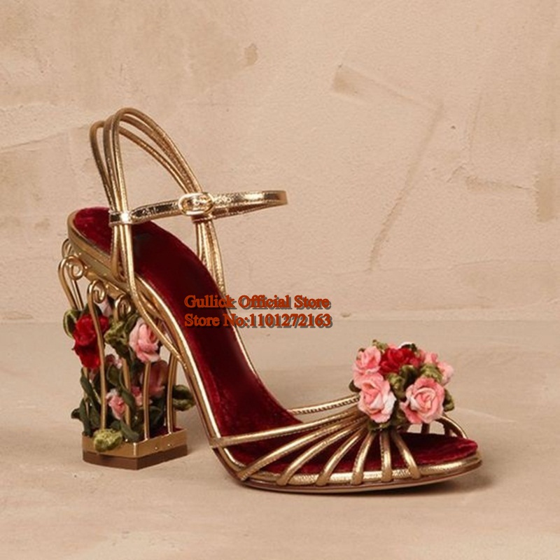 高級鳥かご女性サンダルゴールドメタリックレザーストラップサン - Metallic Heel Sandal のレビューと価格