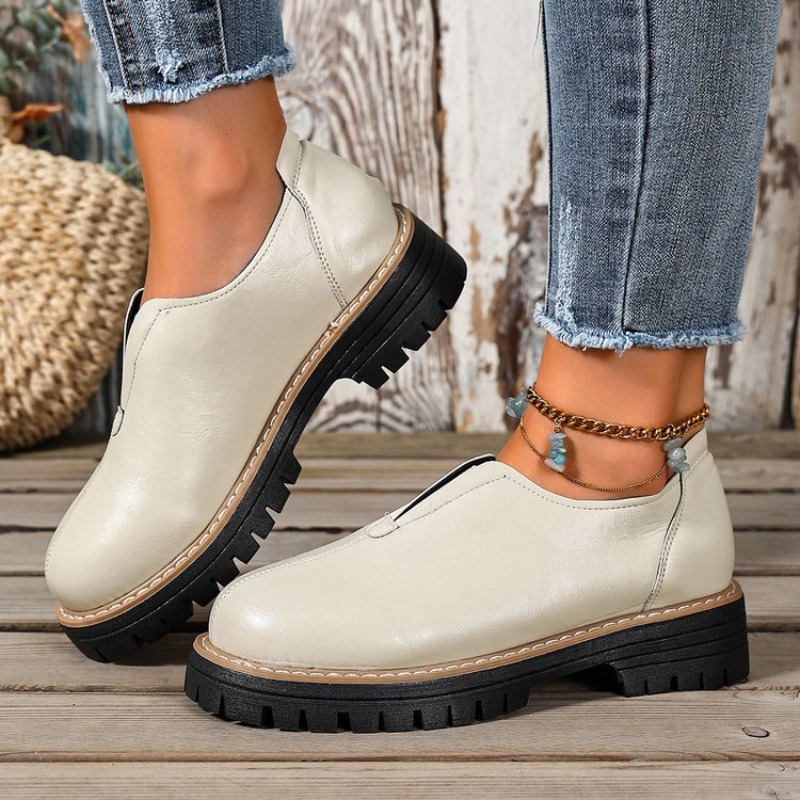 レトロな英国風レディースシューズ 春秋 厚底ヒール シングル - Women'S Shoes Round Toe のレビューと価格