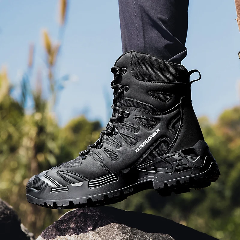 男性の屋外ハイキング戦術ブーツ足首デザートブーツスポーツ登山 - Suede Ankle Boot のレビューと価格