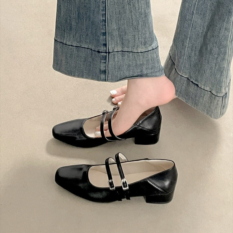 スクエアトゥローヒール女性銀色メリージェーンシューズファッシ - Women'S Shoes In Fashion のレビューと価格