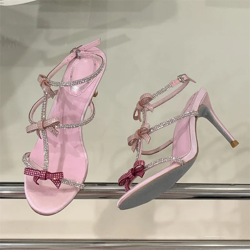 Aneikeh 夏セクシーなバタフライノットハイヒールグラデ - Women'S Shoes Peep Toe のレビューと価格