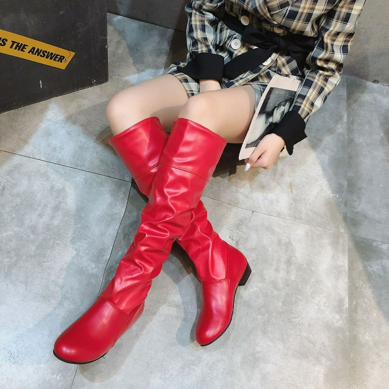 2025年 レディース ニーハイブーツ プリーツ ローヒール - Knee High Boots Women のレビューと価格